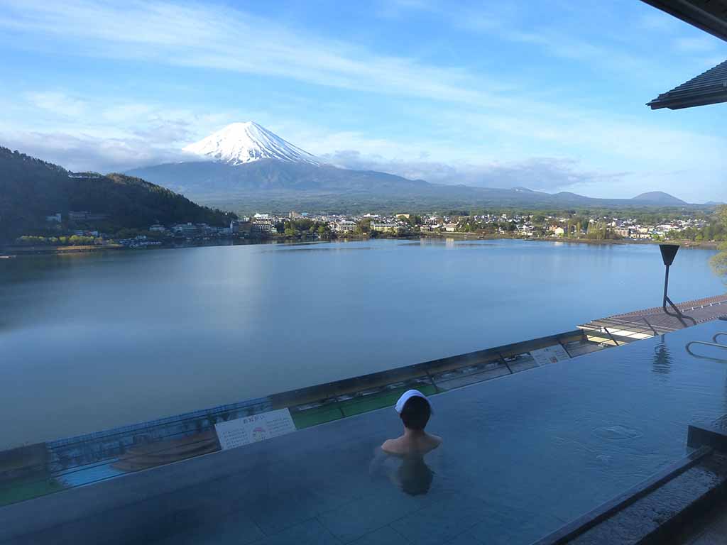 Baths overlooking Lake Kawaguchi